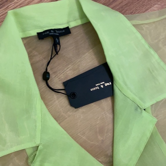 Rag and Bone / NWT  Reed viscose neon green camp oversized shirt large L - Picture 5 of 6